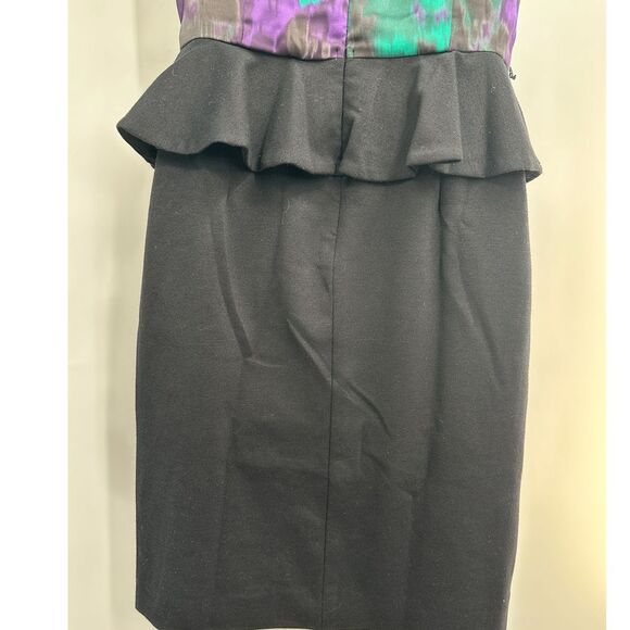 INC International Concepts Green/Black Colorblock Peplum Sheath Dress Size 4 - Picture 7 of 9